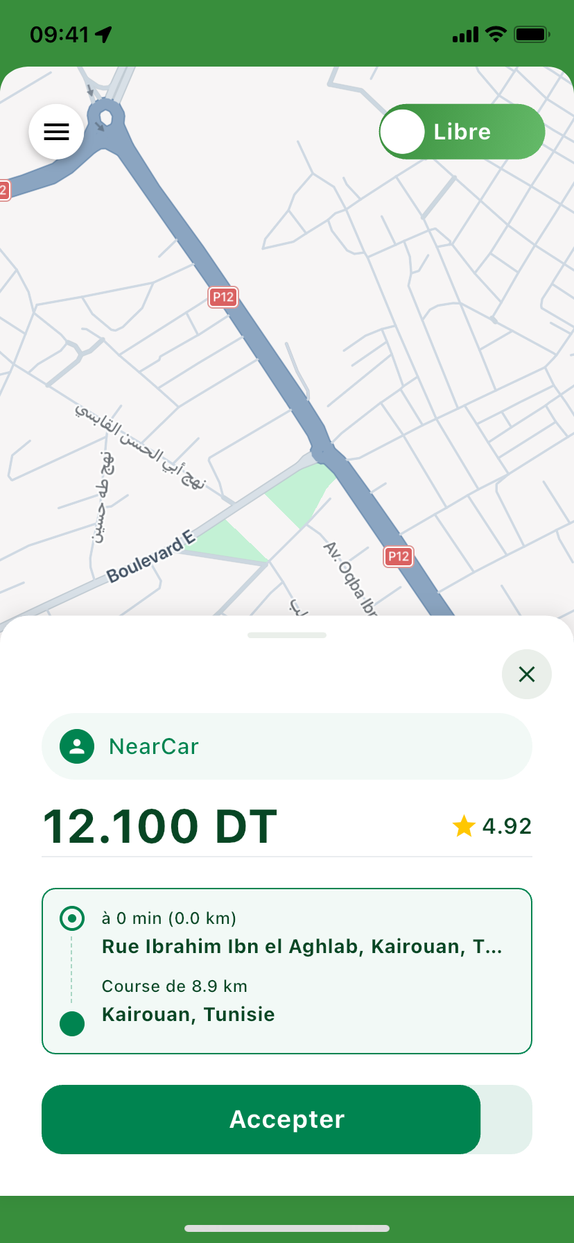 NearCar Driver - Accepter une course